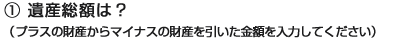 ① 遺産総額は？（プラスの財産からマイナスの財産を引いた金額を入力してください）